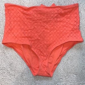HIGH WAISTED CORAL BATHING SUIT BOTTOM